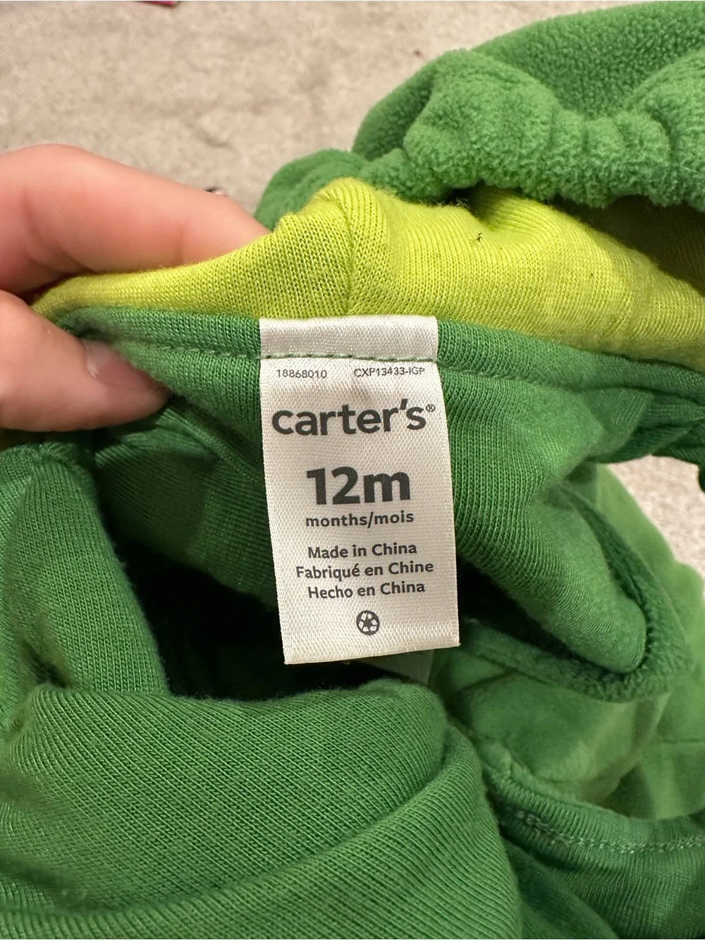 Carter's Green Avocado Toned Hooded Romper